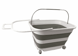 SAMMART 35L Zusammenklappbarer Wäschekorb aus Kunststoff mit Griff und Rollen–faltbarer Pop-Up-Aufbewahrungsbehälter/Waschwanne – platzsparend (1, Weiß/Grau) 1 Weiß/Grau Angebot bei HelloDeals