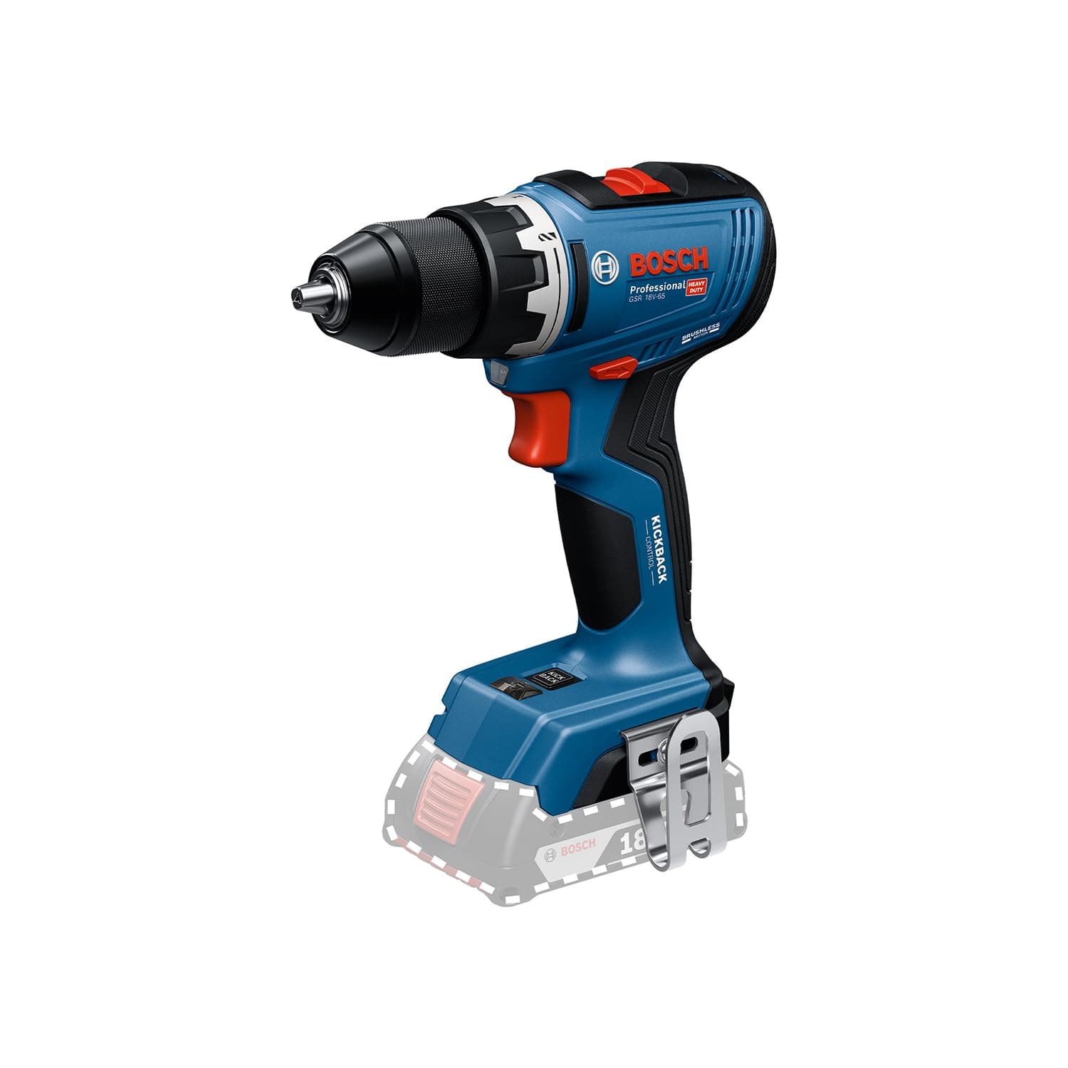 Bosch Professional 18V System Akku-Bohrschrauber GSR 18V-65 (bürstenloser Motor, Kopflänge 166) Ohne Akku/Lader