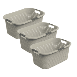 Rotho Country 3er-Set Wäschekorb 40l, Kunststoff (PP) BPA-frei, beige, 40l (58.0 x 38.9 x 25.1 cm) Angebot bei HelloDeals