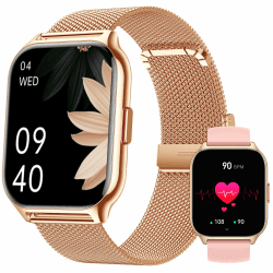 ZOSKVEE Smartwatch für Damen Herren, Fitnesstracker 2 Zoll Touch-Farbdisplay mit Telefonfunktion, Armbanduhr Blutdruckmessung Herzfrequenz Schlafmonitor SpO2, Sportuhr Schrittzähler für Android iOS Roségold+Silikon rosa Angebot bei HelloDeals
