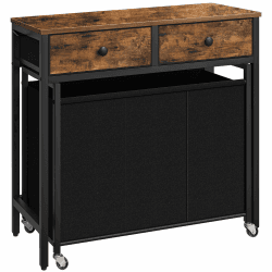 HOOBRO Wäschekorb 3 Fächer, Wäschewagen, mobiler Wäschekorb mit 2 Schubladen, Wäschesammler auf Rollen, Wäschebox mit Haken, für Waschküche, Vintagebraun und Schwarz EBF79XY01 Angebot bei HelloDeals