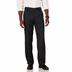 Amazon Essentials Herren Flatfront-Anzughose mit elastischem Bund in klassischer Passform Recycelter Polyester Schwarz 34W / 32L Angebot bei HelloDeals