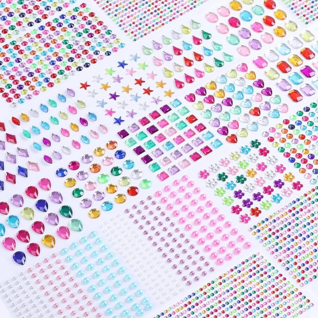 VICDUEKG Glitzersteine Selbstklebend, 1796 Stück Bunt Strasssteine Selbstklebend Schmucksteine zum Aufkleben Acryl Crystal Edelstein zum Aufkleben für DIY Handwerke, Nägel Deko (17 Blätter) 17 Sheet- Bunt