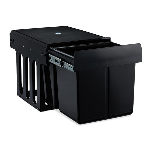 Relaxdays Einbaumülleimer 2-fach, ausziehbarer Küchenmülleimer für Unterschrank, 2x15 L, 35,1 x 34,3 x 48 cm, schwarz