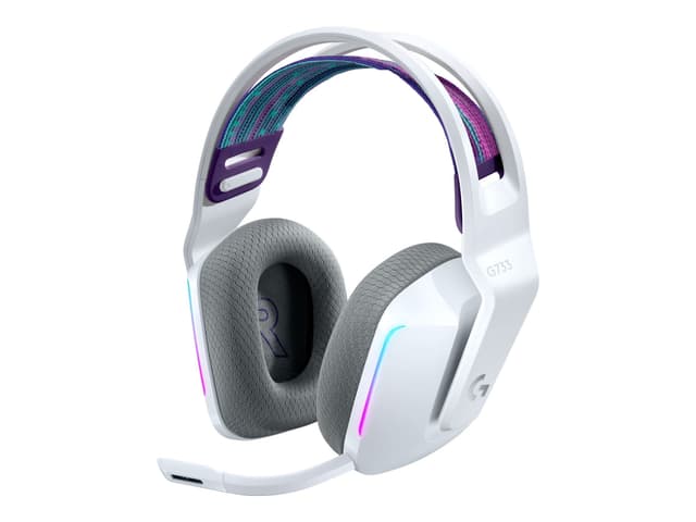 Logitech G733 LIGHTSPEED kabelloses Gaming-Headset mit Kopfbügel, LIGHTSYNC RGB, Blue VO!CE Mikrofontechnologie, PRO G Lautsprechern, Ultraleicht, 29-Stunden Akkulaufzeit, 20m Reichweite - Weiß G733 Headset Weiß