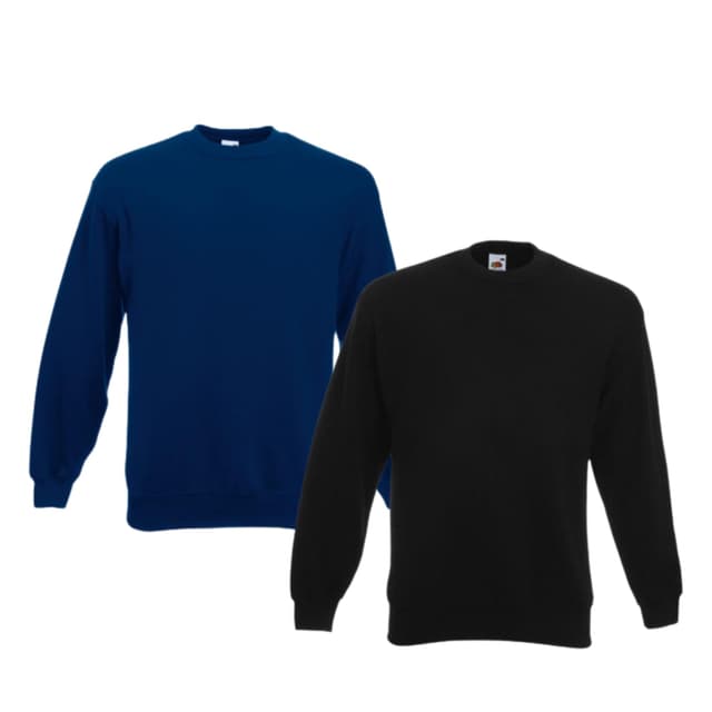 Fruit of the Loom 2er Herren Sweatshirt Classic Set In Sweat M L XL XXL 3XL 4XL 5XL| Oeko-Tex Zertifiziert |Verschiedene Farbsets & HLKauf-Block XL 1x Schwarz, 1x Navy & 1x Hlkauf-block