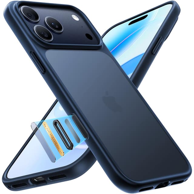 TORRAS Guardian für iPhone 17 Pro Max Hülle [TOP Militärschutz] mit Kameraknopf Matt Transluzente Rückseite Schutzhülle Samtweiche Haptik Stoßfest Kratzfest Handyhülle für iPhone 17 Pro Max Case Blau iPhone 17 Pro Max Blau