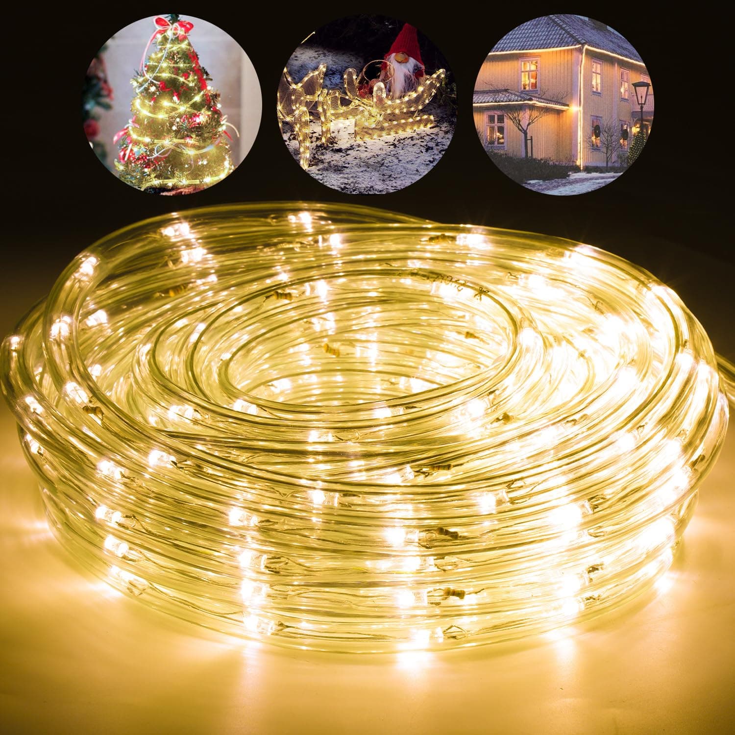 Cecaylie LED Lichterschlauch Außen Innen, 40M 960 LEDs Warmweiß Lichtschlauch mit Timer und 8 Modi Wasserdicht Lichterkette Außen und Innen, für Party Hochzeit Weihnachts Deko 40m Warmweiß