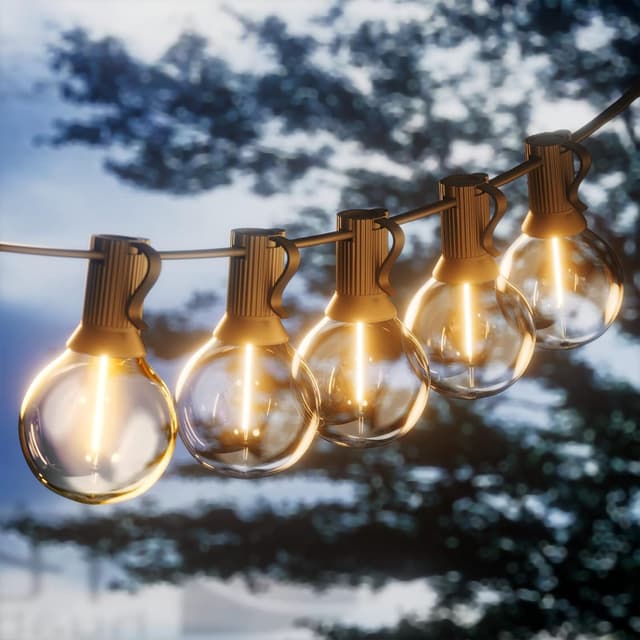 Bomcosy Lichterketten im Freien, G40 2∗15M Drinnen Außen Beleuchtung Lichterketten mit 92 + 8 E12 Birnen IP45 wasserdicht Lichterkette für Garten, Terrasse, Bäume, Haus Party Halloween Deko G40-30M-100 LED