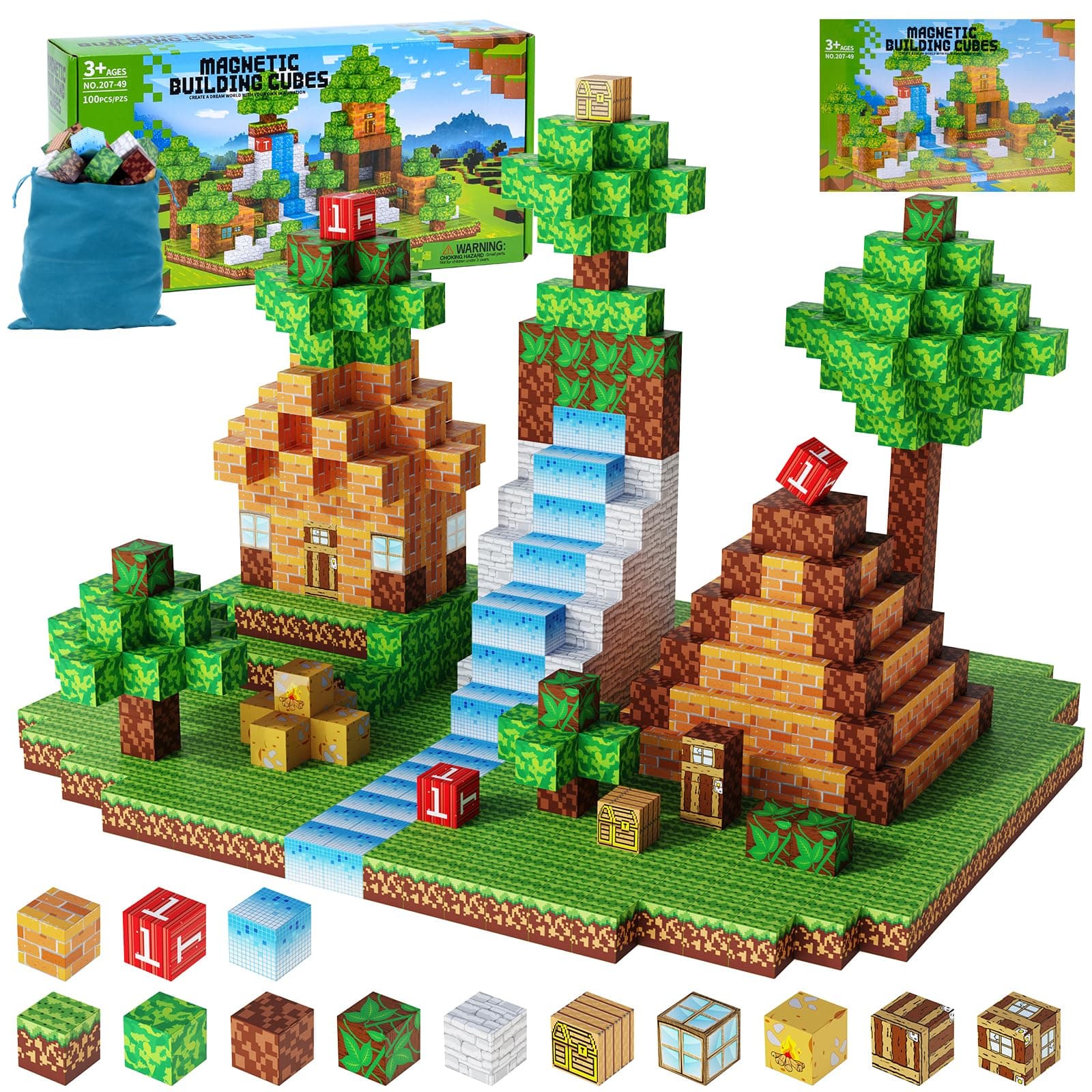 Magnetische Bausteine [100PCS 2.5cm] Bauen Mine Magnete Welt Set für Kinder Montessori Kreative Spielzeug ab 4 5 6 7 8 9, Magnetspiel Spielzeug für Kinder Geschenke ab 3+ Jahre Mädchen Jungs