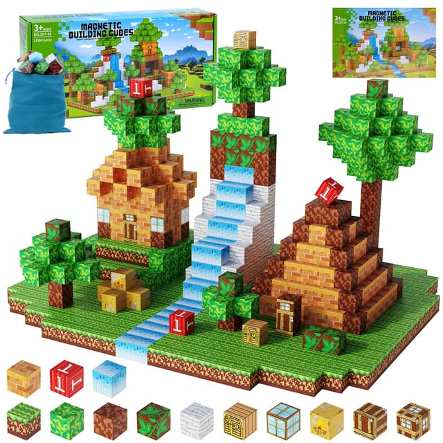 Magnetische Bausteine [100PCS 2.5cm] Bauen Mine Magnete Welt Set für Kinder Montessori Kreative Spielzeug ab 4 5 6 7 8 9, Magnetspiel Spielzeug für Kinder Geschenke ab 3+ Jahre Mädchen Jungs