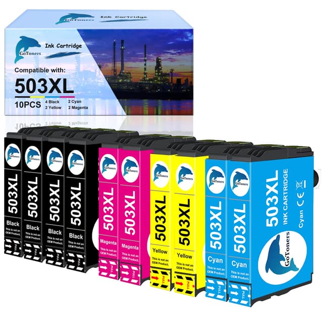 GoToners 503 XL Patronen Kompatibel für 503 503XL Druckerpatronen Multipack für Expression Home XP-5200 XP-5205, Workforce WF-2960 WF-2965 WF-2960DWF WF-2965DWF (10er-Pack) 503XL 10-PACK