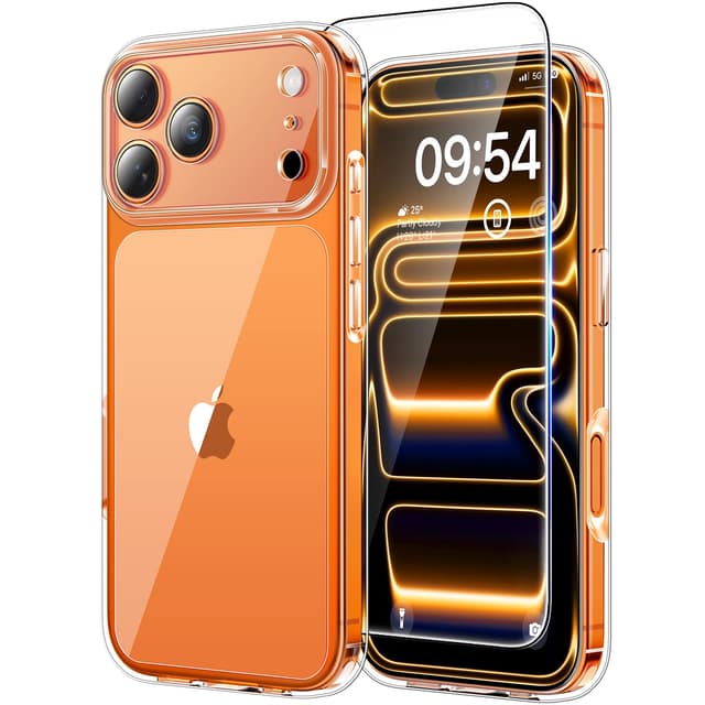 TAURI für iPhone 17 Pro Max Hülle 6,9" mit Panzer Schutz Glas Folie, Vollständiger Kameraschutz, [Anti-Vergilbung] Stoßfest Militärstandard Transparent Handyhülle - Durchsichtig iPhone 17 Pro Max 6,9" Durchsichtig