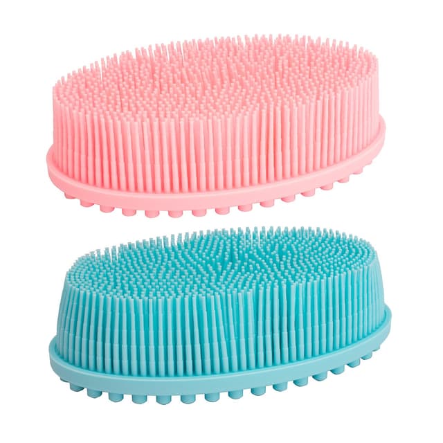 DNC Silikon-Körperbürste, Peeling, Dusche, Bad, Körperbürste, 2 Stück Rosa