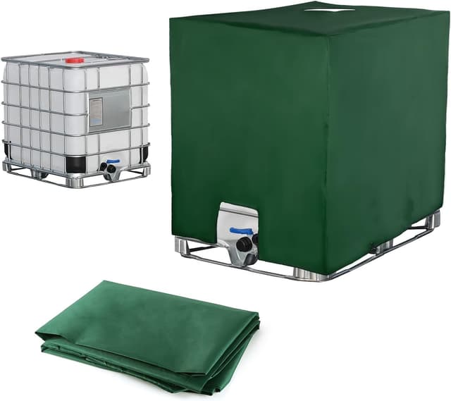 IBC Tank Abdeckung, Wassertank staubdichte Anti-UV-Schutzabdeckung, Schutzabdeckung, Schutzplane, Geeignet für 1000L IBC-Tank Container Regenwassertank (120 x 100 x 116 cm grün)