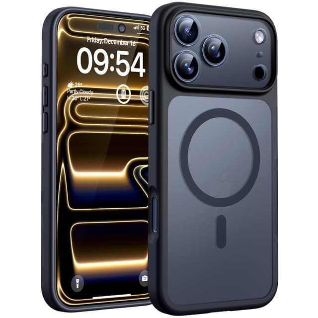 TOCOL für iPhone 17 Pro Hülle für MagSafe, Vollständiger Kameraschutz, Eingebauter Magnetring, Stoßfest Kratzfest Transluzente Matt Handyhülle für iPhone 17 Pro Case 6,3 Zoll, Schwarz iPhone 17 Pro Schwarz