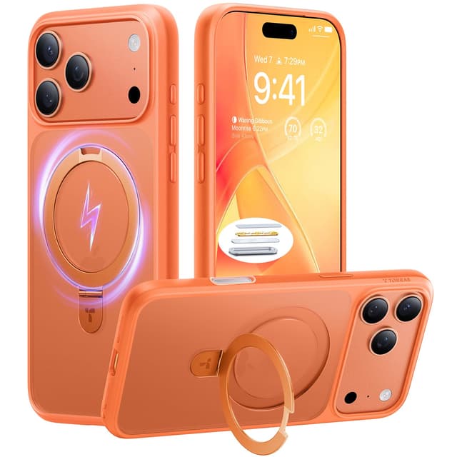 TORRAS Ostand Q1 Guardian für iPhone 17 Pro Max Hülle für MagSafe(Zertifizierte Militärschutz & Stabilster Ständer & Nr.1 Magnetkraft) Handyhülle iPhone 17 Pro Max Case Schutzhülle All-in-One Orange iPhone 17 Pro Max Orange