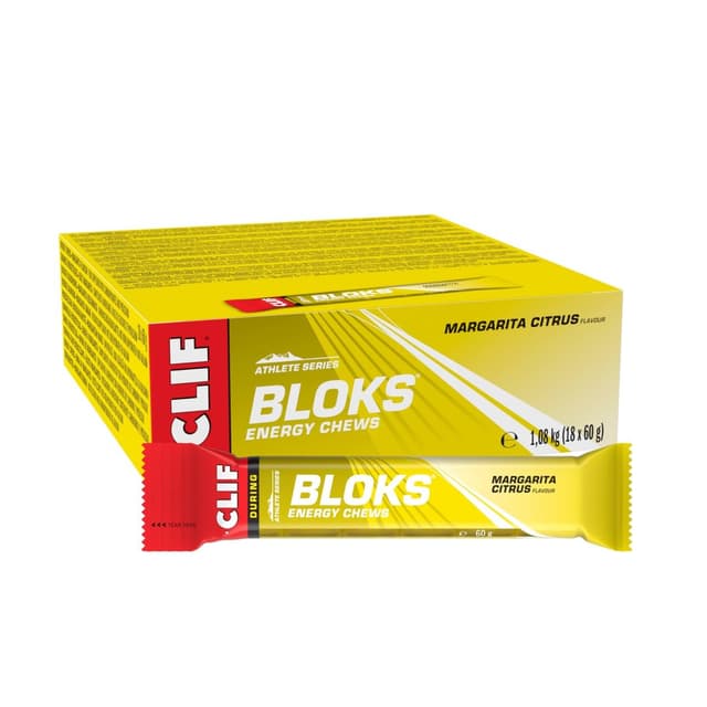 CLIF BLOKS Energy Chews | planzen basierte Energie Würfel | Schneller Energie Snack für Dein Ausdauertraining | Margarita Citrus | 18 x 60g Maragarita Citrus