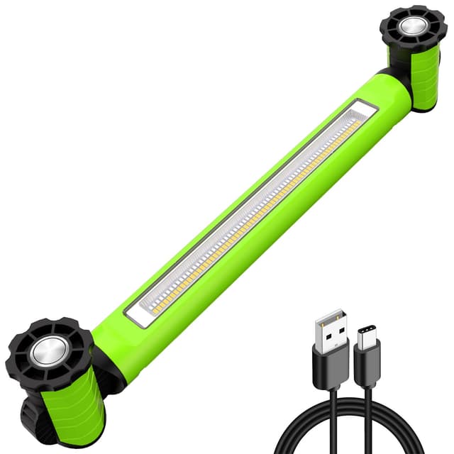MEIKEE Arbeitsleuchte, 3000LM 3 Helligkeiten 6 Lichtmodi, Werkstattlampe Mit Magnet und Haken, LED Akku Strahler Wiederaufladbare Baustrahler Camping, Garage, Baustelle, Werkstatt, Notfall Grün