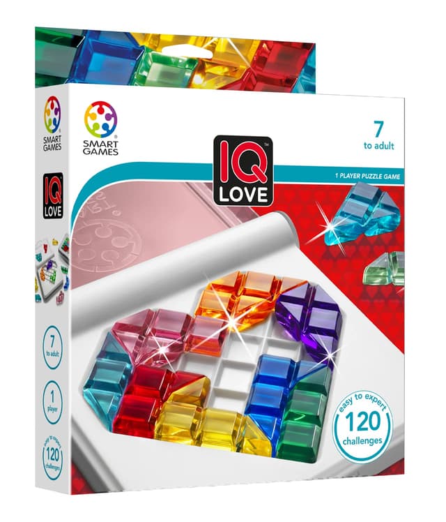 smart games - IQ Love, Puzzle Game with 120 Challenges, 2 Playing Modes, 7+ Years Single Einzelbett