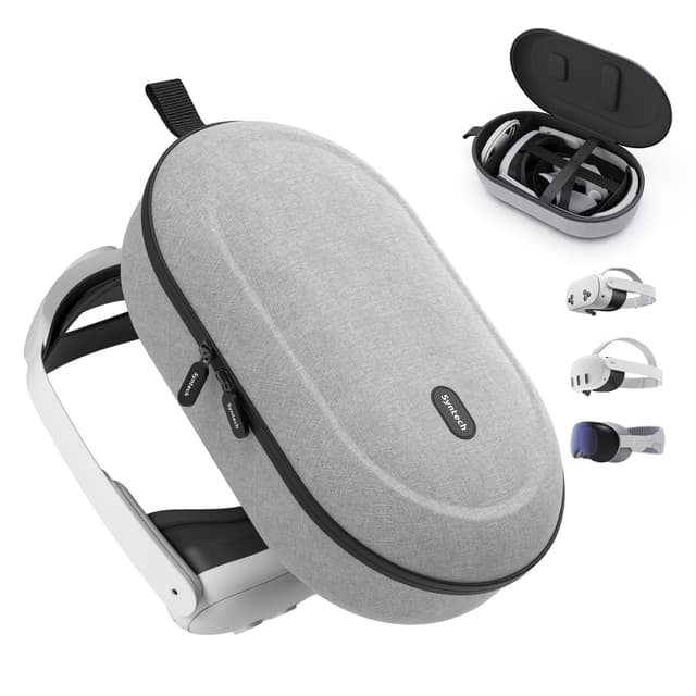 Syntech Tragetasche Kompatibel mit Meta/Oculus Quest 2 Zubehör/PICO 4 VR Headset mit Elite Strap, Touch Controllern und anderem VR Zubehör, Premium Material ＆ Ultra-Sleek Design Grau M