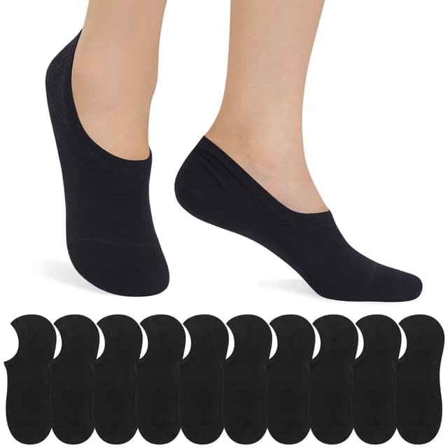 IceReco Füßlinge 10 Paar No Show Socken Sneakersocken Damen-Socken Herrensocken Unsichtbare Füsslinge Footies Gr. 35-50 Schwarz*10 47-50