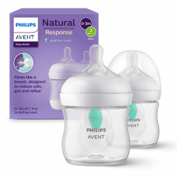 Philips AVENT Babyflaschen Natural Response – 2x Babyflaschen mit AirFree Ventil, 125 ml, BPA-frei, für Neugeborene ab 0 Monaten (Modell SCY670/02) 2 units 1 Babyflasche Angebot bei HelloDeals