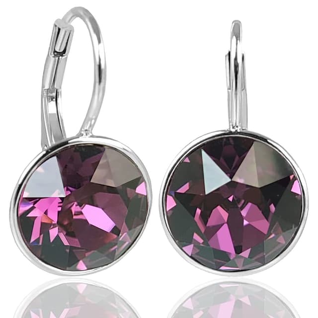 Nobel Silberohrringe Kristalle Damen-Ohrringe mit Klapperverschluß 925 Silber Amethyst