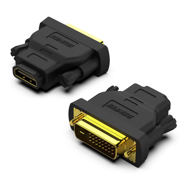 Benfei DVI-D DVI zu HDMI Adapter, DVI zu HDMI Bidirektionaler Stecker zu Buchse, Konverter mit vergoldetem Kabel, 2er Packung 2 Stück Adapter DVI Stecker zu HDMI Buchse