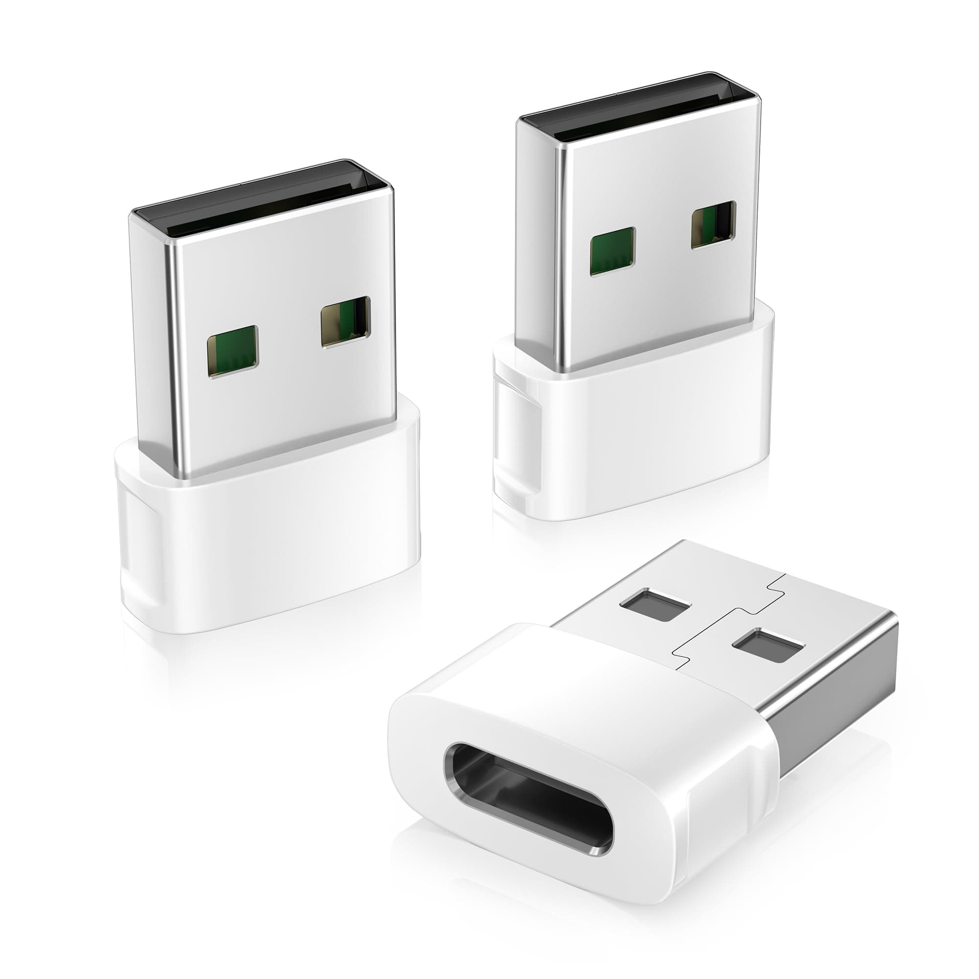 Basesailor für iPhone 17 16 ladegerät Adapter 3Pack,USB auf USB C Ladestecker Type C Buchse zu A Auto Netzteil Ladekabel für Apple Air 16e 15 Pro Max Plus,iWatch 11,iPad mini,Airpods Pro 3,Galaxy S25 Weiß