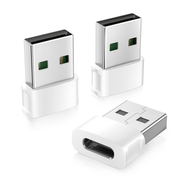 Basesailor für iPhone 17 16 ladegerät Adapter 3Pack,USB auf USB C Ladestecker Type C Buchse zu A Auto Netzteil Ladekabel für Apple Air 16e 15 Pro Max Plus,iWatch 11,iPad mini,Airpods Pro 3,Galaxy S25 Weiß