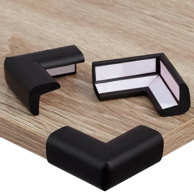 Hoffenbach 12x Eckenschutz Kantenschutz Baby – Selbstklebender Tischkantenschutz – Stoßschutz für Babys & Kinder – Weicher Schaumstoff Eckschutz für Tisch, Möbel & Ecken – Corner Protector – Schwarz 12 Stück (1er Pack) Schwarz