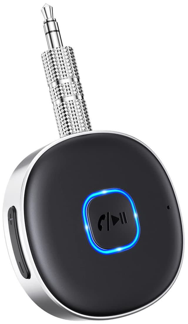 Mohard AUX Bluetooth Adapter Auto, Drahtloser KFZ Bluetooth 5.3 Empfänger für Heim-Stereo/Kabelgebundene Kopfhörer, Bleutooth Adapter AUX 3,5mm, Auto Equalizer, Dual Verbindung, 16 Stunden Spielzeit