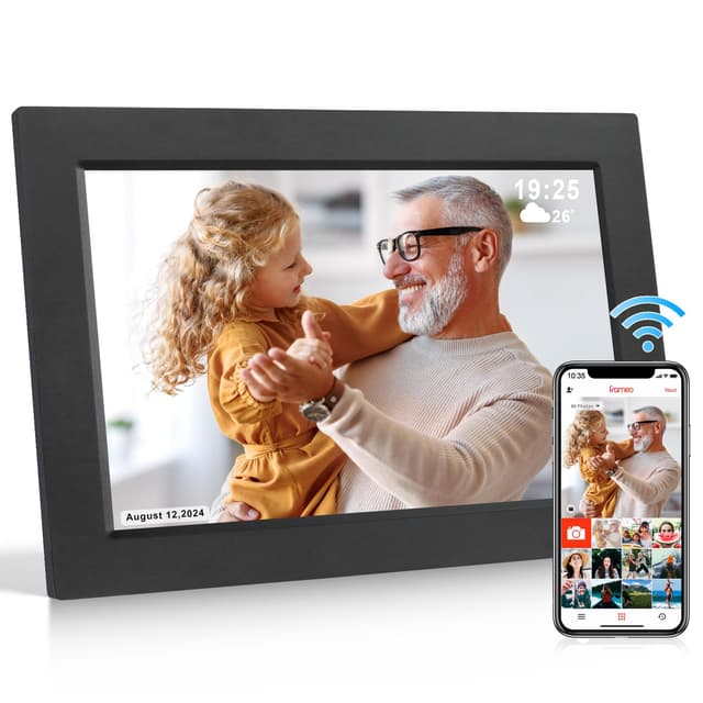 Gsituk Frameo Digitaler Bilderrahmen WLAN App 10,1 Zoll 1920 * 1200 HD Touchscreen Elektronischer Bilderrahmen Fernfreigabe von Bildern, Automatischer Drehung, Geschenk für Großeltern 10.1 Zoll Auflösung 1920 bis 1200