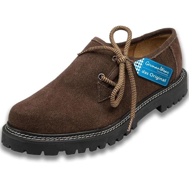 German Wear Haferlschuhe Trachtenschuhe Original Handmachart Trachten Lederschuhe aus Wildleder Echtleder Schuhe mit 2X Schnürsenkel