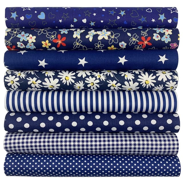 aufodara 8 Stück Baumwollstoff Meterware Stoffpaket 50 x 50 cm Stoff, Stoffe zum Nähen, Patchwork zum Quilten DIY Basteln Handwerken, Quadrate Baumwolltuch (Dunkelblau)