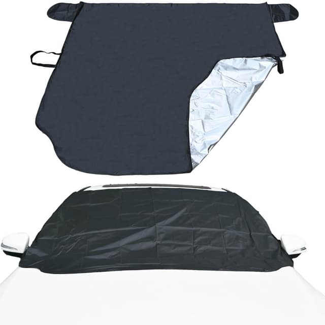 Frontscheibenabdeckung Winter, 158 * 125 cm Windschutzscheibenabdeckung Auto Abdeckplane Winter Scheibenabdeckung Auto Winter Groß Die Gegen Schnee, EIS, Frost, Staub, Sonne Schwarz