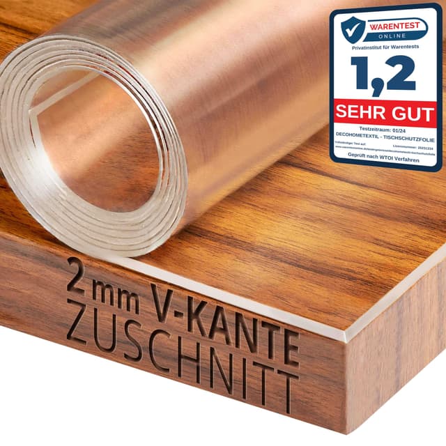 Transparente Folie 2mm abgeschrägte V Kante, glasklar und hochglanz Schutzfolie Tischschutz Tischdecke Größe wählbar Eckig 90 x 160 cm Schutztischdecke 160 x 90 cm (Rechteckig)
