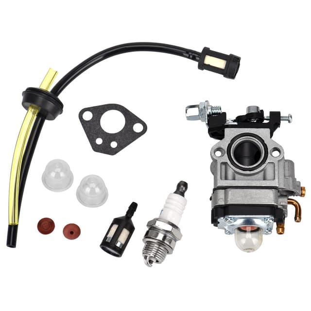 Queta Vergaser für Motorsense 52 cc 49 cc 43 cc, Carbu-Set mit Dichtung, Schlauch, Zündkerze und Benzinfilter