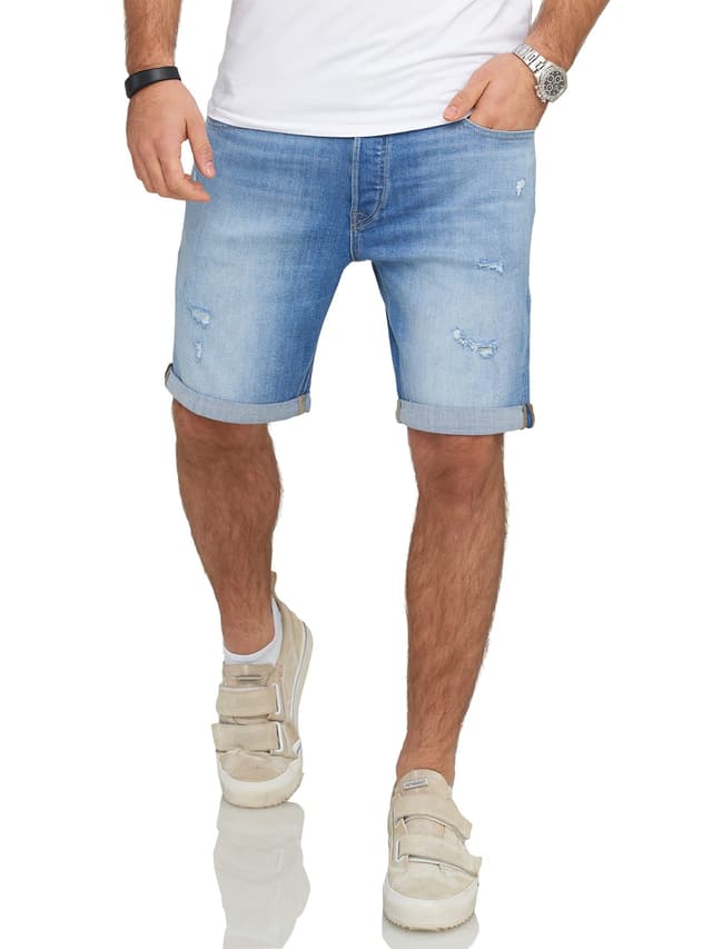 JACK & JONES Infinity Herren Jeans Shorts Rick Bermudas Used Look