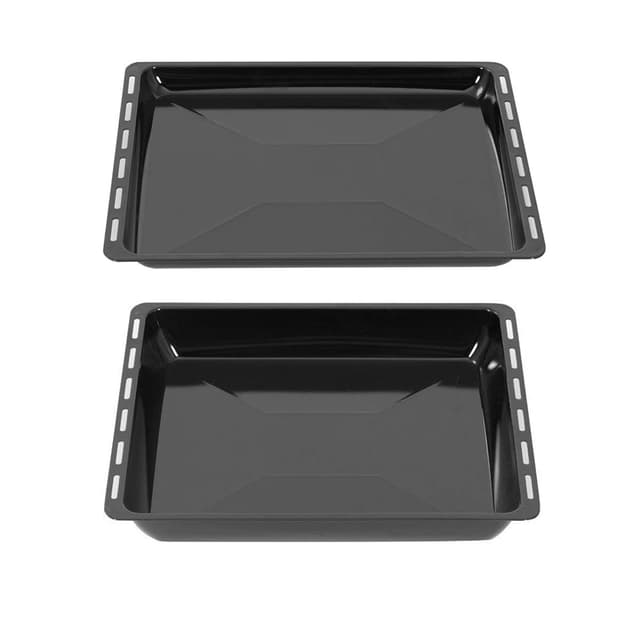 ICQN 455 x 375 mm 2er Backblech Set, 30 und 60 mm Extra Tiefe, Passend für Bosch, Siemens, Neff, Constructa, Flavel, Simfer, Emailliert, Fettpfanne, 45,5 x 37,5 cm Emaille 455x30 und 455x60 mm