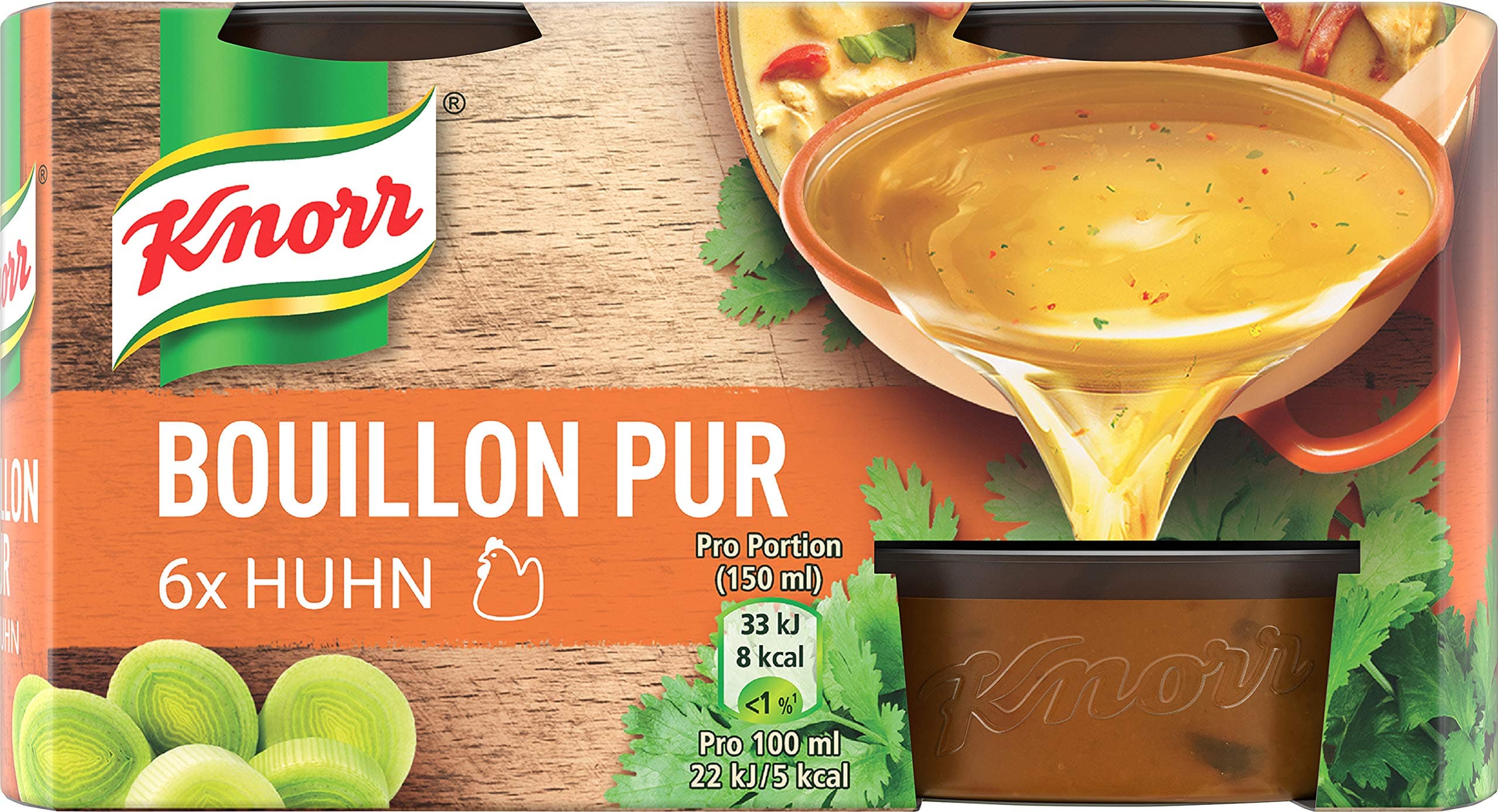 Knorr Bouillon Pur Huhn leckere Hühnerbouillon mit vollem Geschmack 6x 28 g Bouillon Pur Huhn 168 g (6er Pack)
