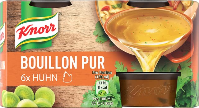 Knorr Bouillon Pur Huhn leckere Hühnerbouillon mit vollem Geschmack 6x 28 g Bouillon Pur Huhn 168 g (6er Pack)
