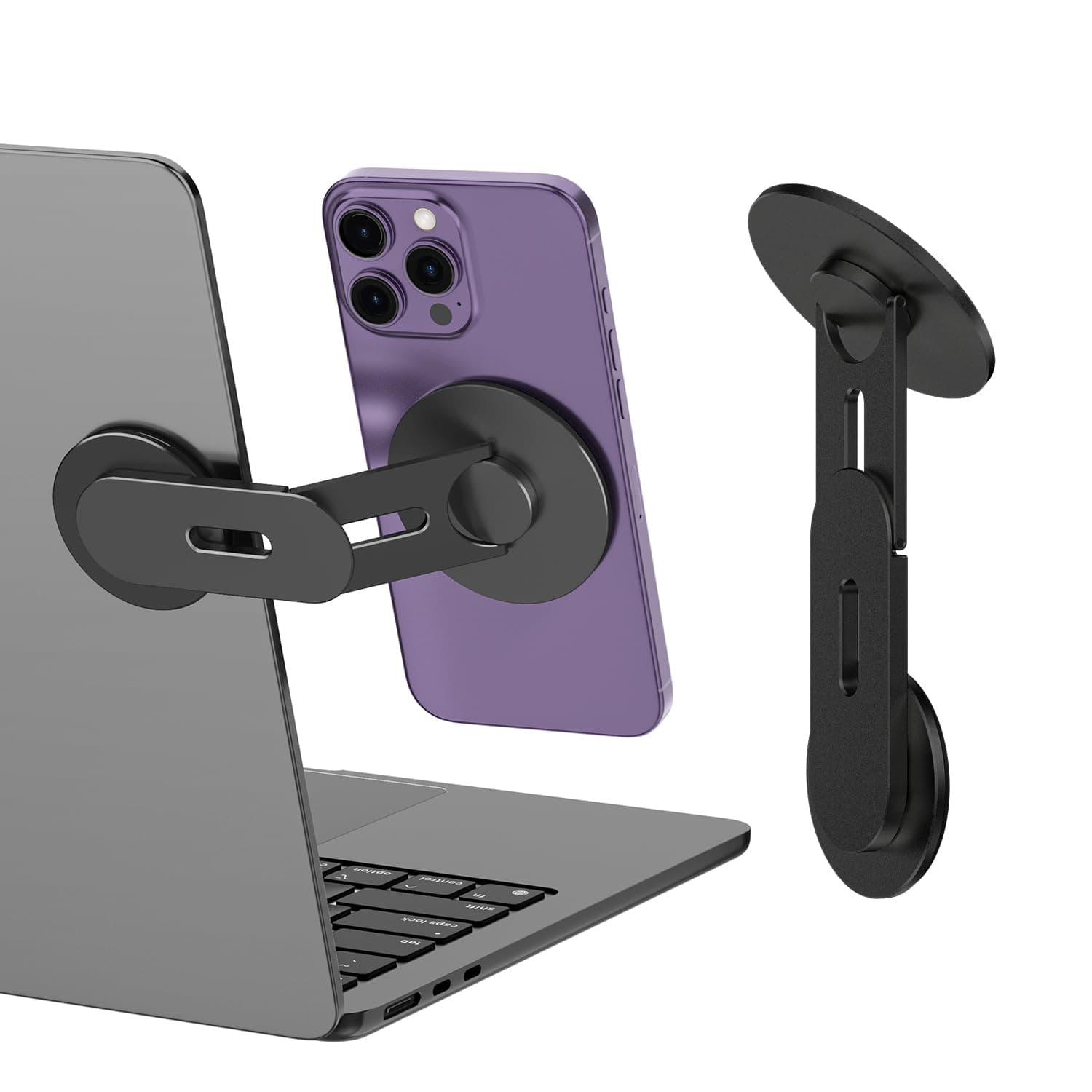 CloudValley Magnetischer Laptop Handy Ständer, 3-Dimensionale Verstellbare Kamera-Übergabe Zubehör Halterung für iPhone, Faltbarer Halterungsbügel für Tesla PC Gym Monitor, schwarz