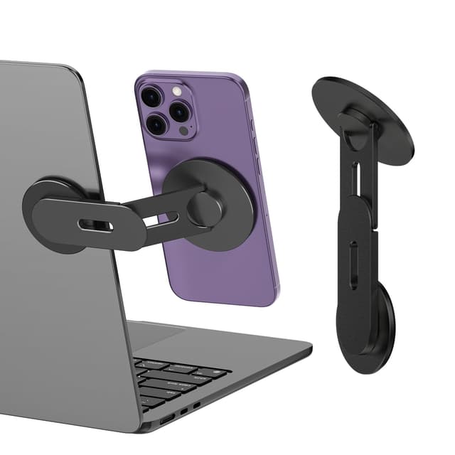 CloudValley Magnetischer Laptop Handy Ständer, 3-Dimensionale Verstellbare Kamera-Übergabe Zubehör Halterung für iPhone, Faltbarer Halterungsbügel für Tesla PC Gym Monitor, schwarz