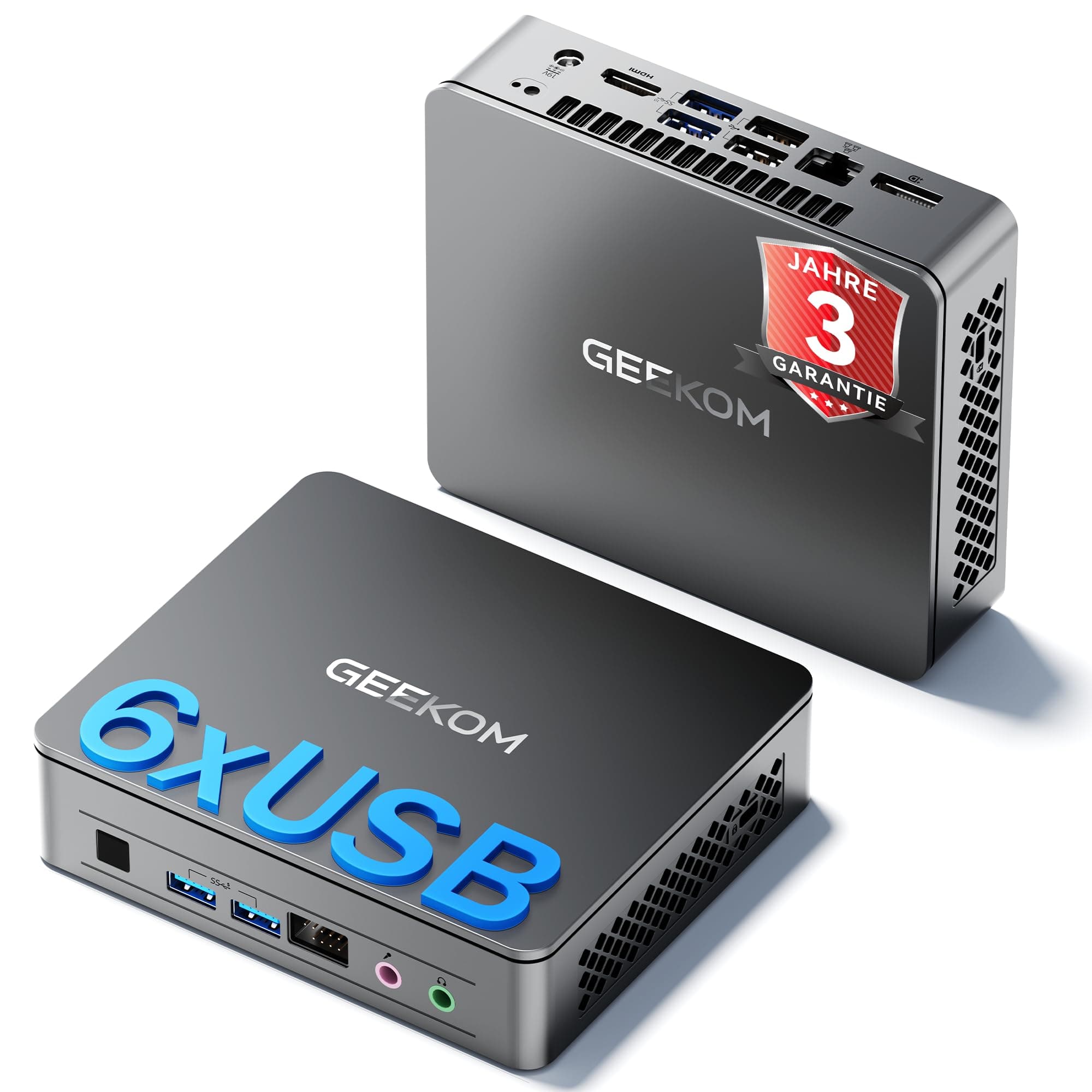 GEEKOM Mini PC Air12 Lite mit Intel N150 (Upgrade von N100), 16GB RAM + 512GB SSD Mini Desktop Computer W-11 Sofort Einsatzbereit | 6×USB&9-PIN Ports | Dual-Display 4K@60 Hz für Home, Office & Schule Air12 Lite N150(16+512)