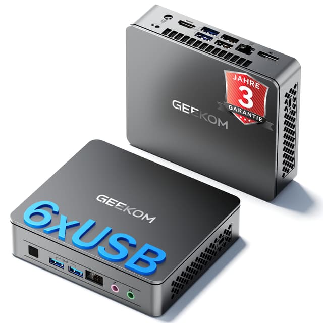 GEEKOM Mini PC Air12 Lite mit Intel N150 (Upgrade von N100), 16GB RAM + 512GB SSD Mini Desktop Computer W-11 Sofort Einsatzbereit | 6×USB&9-PIN Ports | Dual-Display 4K@60 Hz für Home, Office & Schule Air12 Lite N150(16+512)