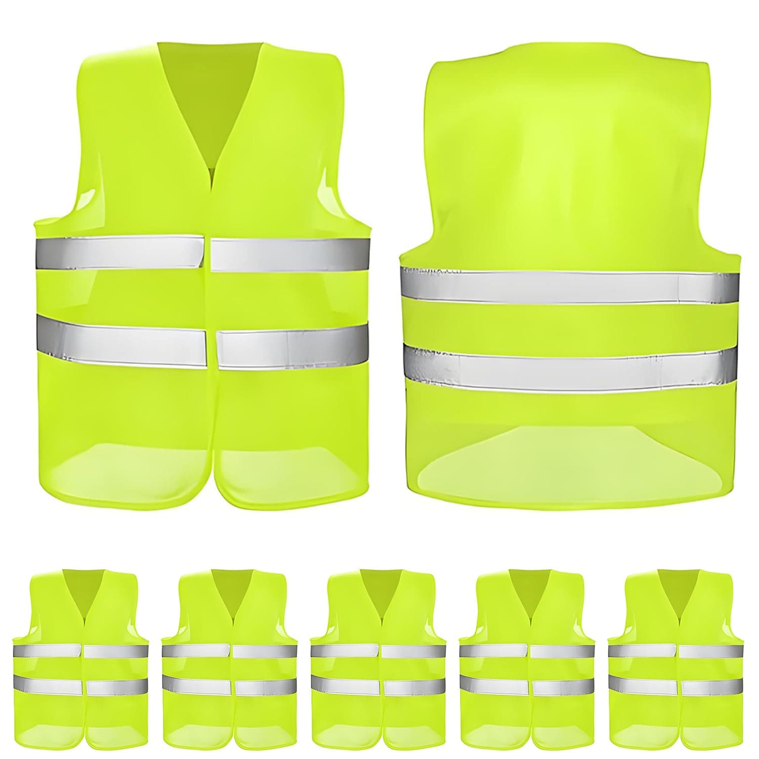 5 x Stück Warnwesten Auto, Gelb Warnweste, 2025 gemäß ISO20471, KFZ Sicherheitsweste, Erwachsene Warnschutzweste, EU Norm, high Visibility Vest, Sicherheits Set, Autozubehör