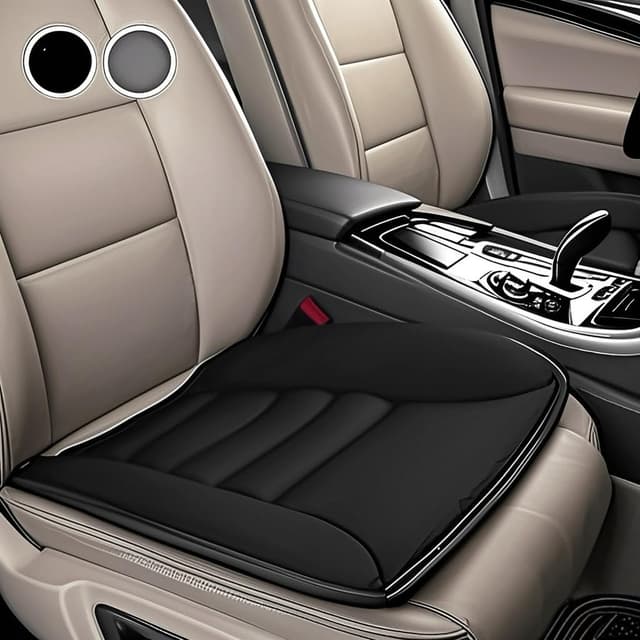 Big Ant Orthopädisches Autositzkissen Fahrersitz - Memory Foam Sitzauflage EXTRA DÜNN & ATMUNGSAKTIV für Auto, Bürostuhl, PC-Stuhl - rutschfest, 50x40cm (1 Stück) Schwarz