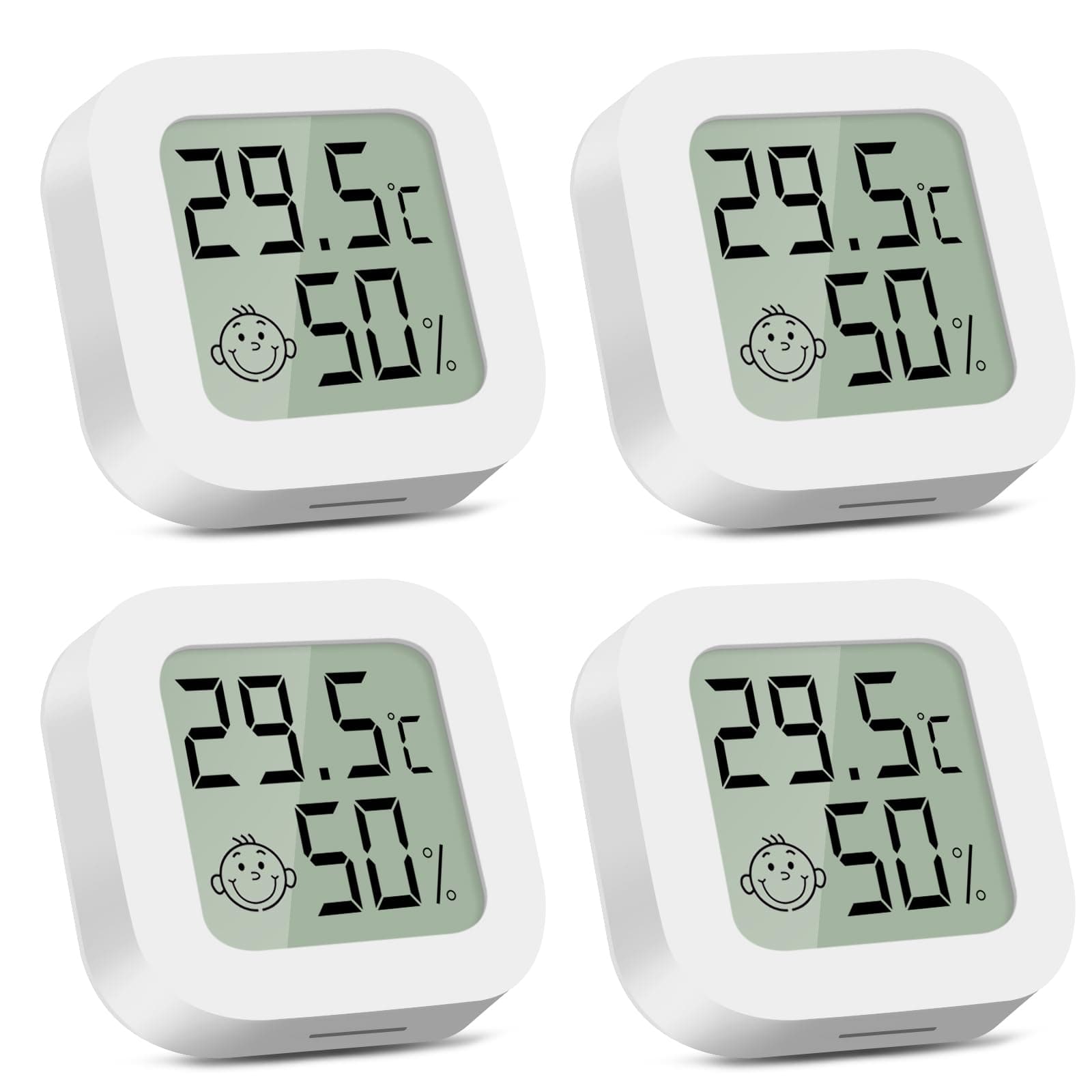 CNMTCCO Thermometer, 4 Stück Hygrometer Innen, Luftfeuchtigkeitsmesser Raumthermometer Innen für Babyzimmer Office Wohnzimmer Gewächshaus Lager Keller Weinkeller (Weiß)
